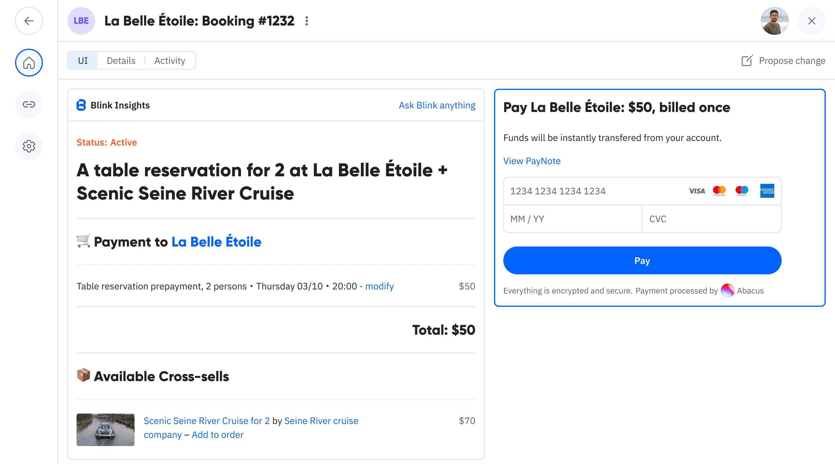 Checkout with add‑on preview