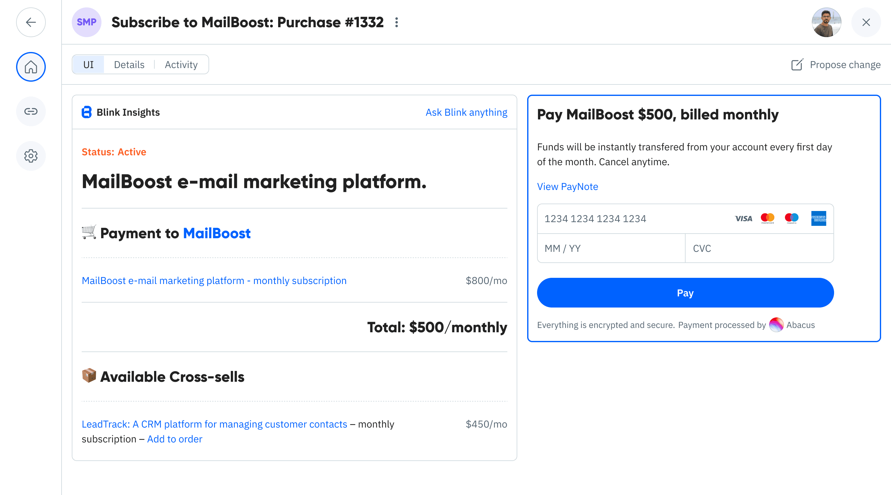 Add cross‑sell preview