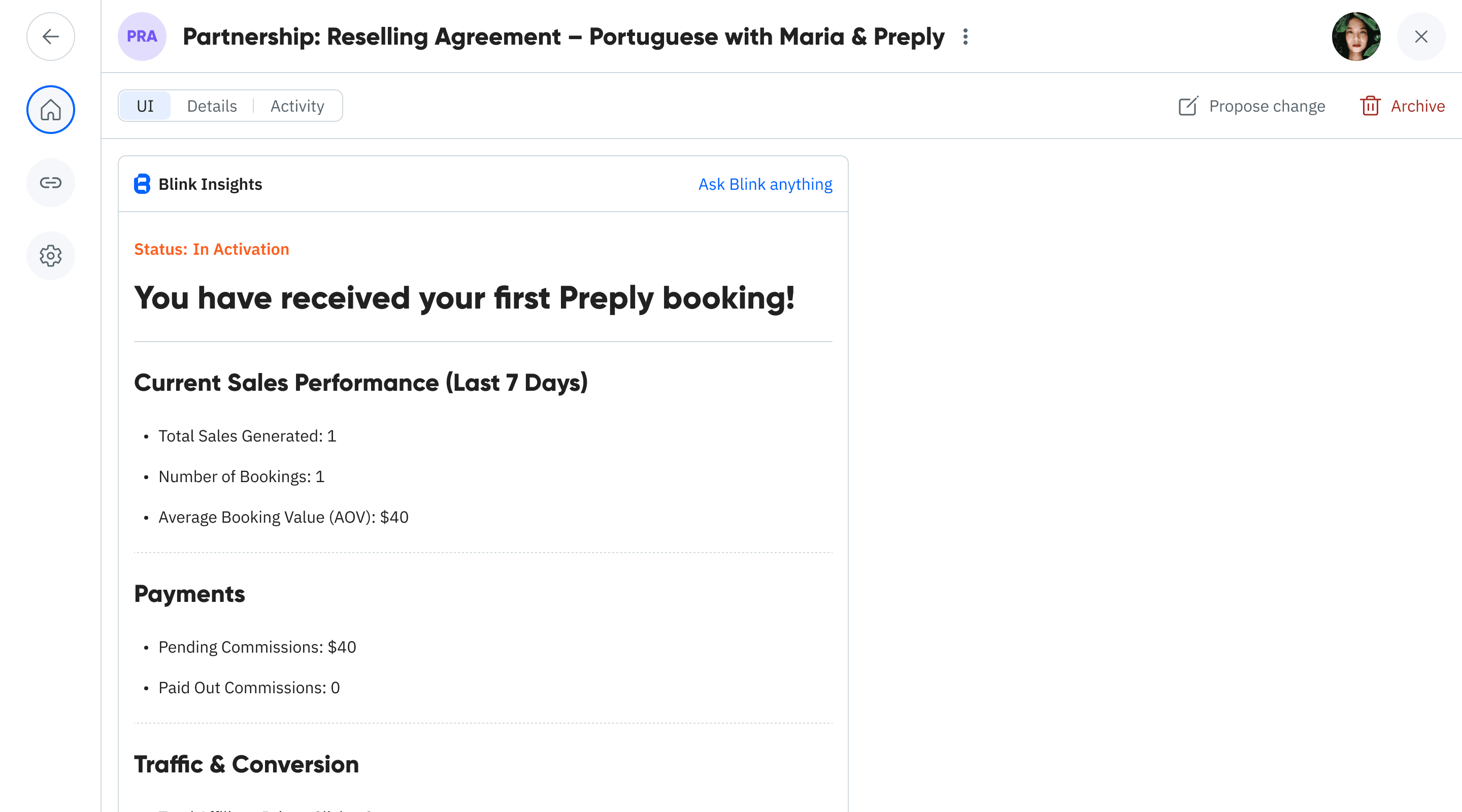 First booking received preview