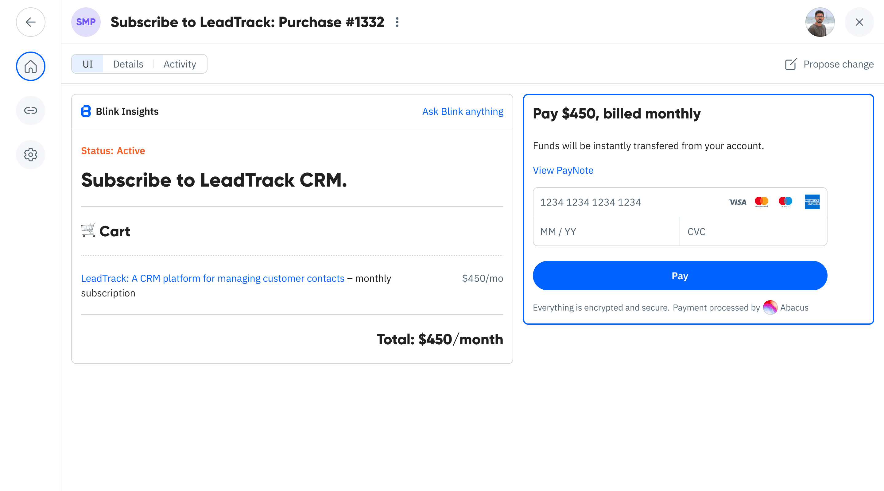 Subscribe checkout preview