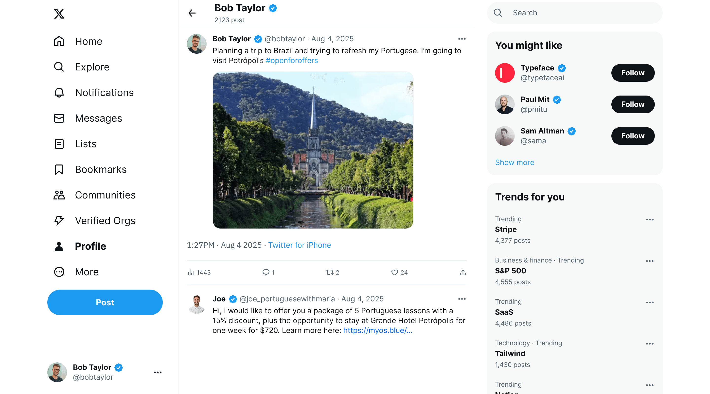 Public reply with link preview