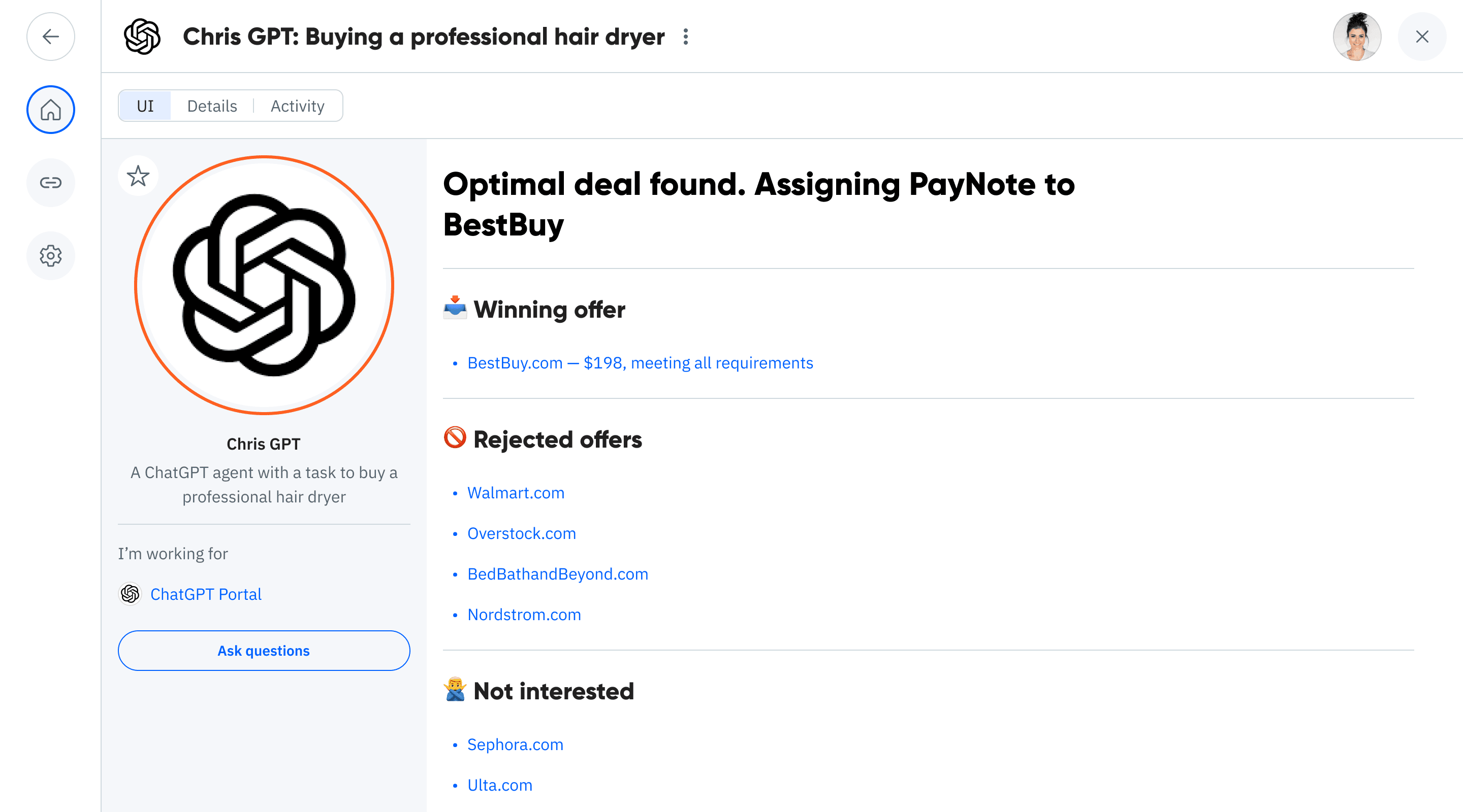 Best offer selected
