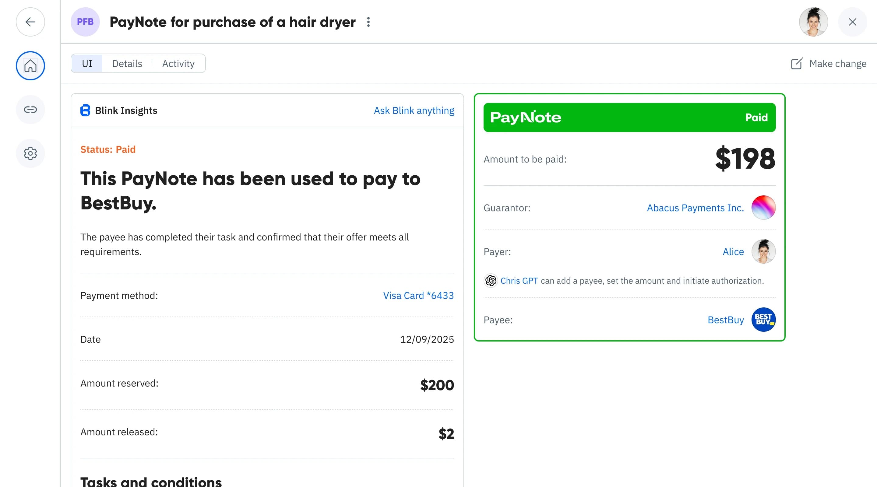 A PayNote: payer, payee, guarantor